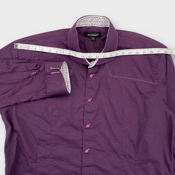 Bogosse Dress Shirt Mens 3XL 18 ½ Aramis Blank Stitch Purple Cutaway French Cuff - Picture 9 of 16